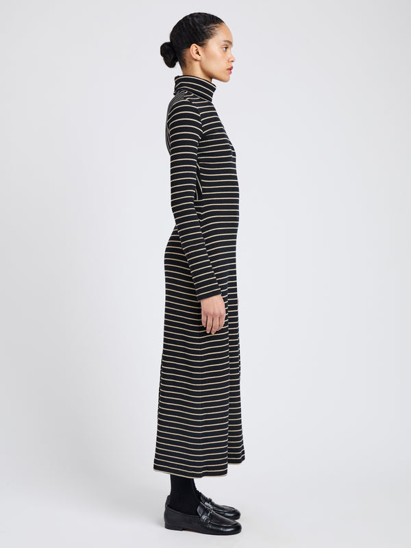 Proenza Schouler Proenza Schouler White Label Frances Dress In Stripe Rib - Black/Mushroom
