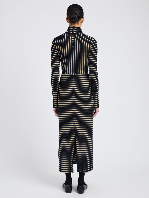 Proenza Schouler Proenza Schouler White Label Frances Dress In Stripe Rib - Black/Mushroom