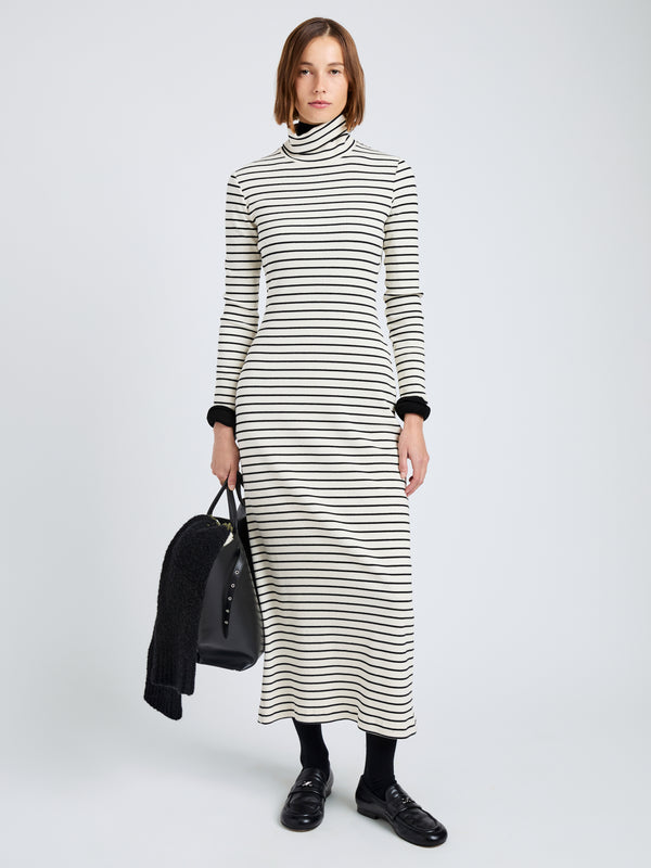 proenza schouler Proenza Schouler White Label Frances Dress in Stripe Rib - Ecru/Black