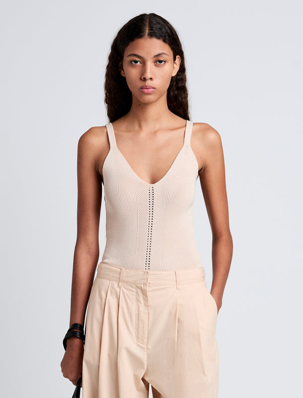 proenza schouler Proenza Schouler White Label Gene Knit Tank Top in Picot Cotton - Light Rose