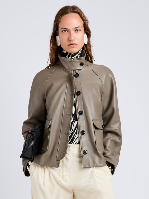 proenza schouler Proenza Schouler White Label Gio Jacket in Lightweight Leather - Fawn