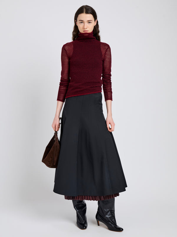Proenza Schouler Proenza Schouler White Label Hailey Sweater In Cashmere Silk Stripe - Claret/Black