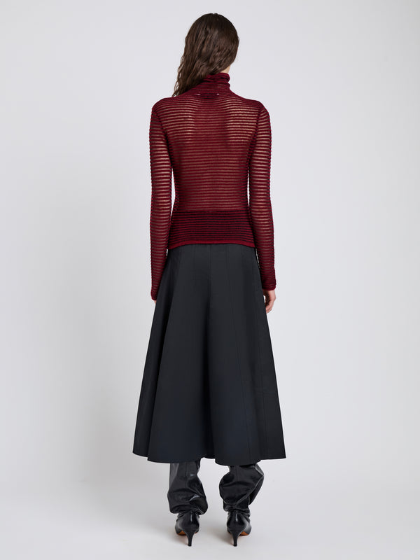 Proenza Schouler Proenza Schouler White Label Hailey Sweater In Cashmere Silk Stripe - Claret/Black