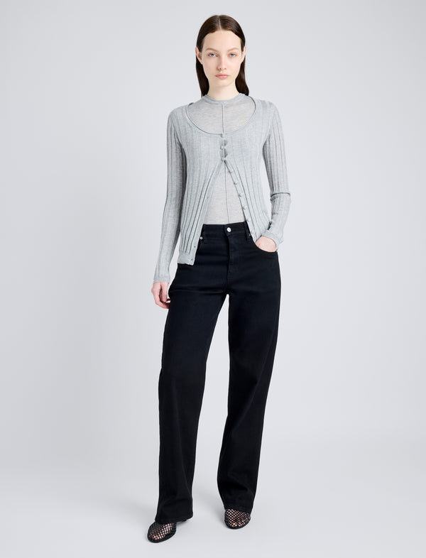 Proenza Schouler Proenza Schouler White Label Hattie Cardigan In Lightweight Cashmere - Foggy