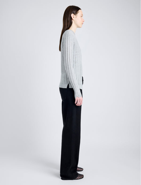 Proenza Schouler Proenza Schouler White Label Hattie Cardigan In Lightweight Cashmere - Foggy