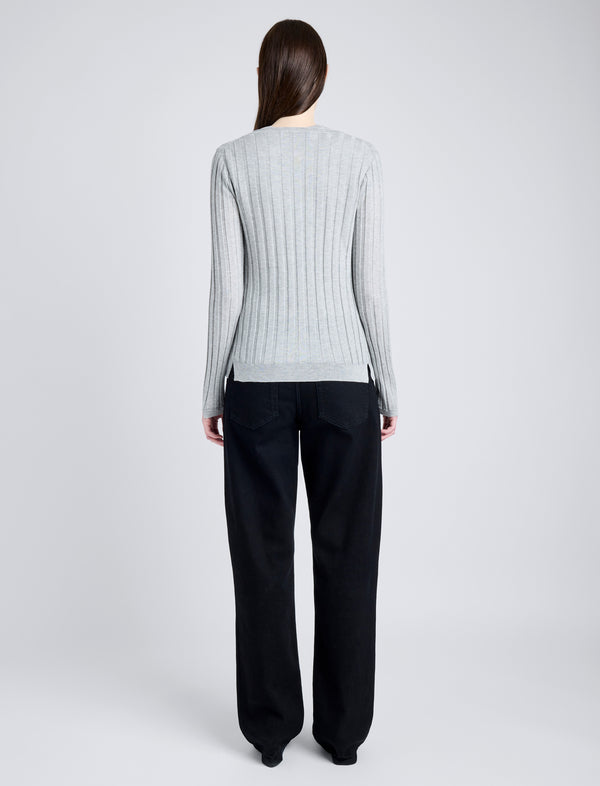 Proenza Schouler Proenza Schouler White Label Hattie Cardigan In Lightweight Cashmere - Foggy
