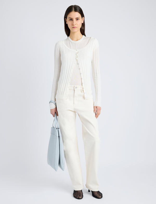 Proenza Schouler Proenza Schouler White Label Hattie Cardigan In Lightweight Cashmere - Ivory