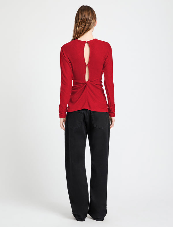 Proenza Schouler Proenza Schouler White Label Heather Top In Twisted Rib - Dark Poppy