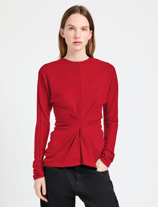 proenza schouler Proenza Schouler White Label Heather Top in Twisted Rib - Dark Poppy