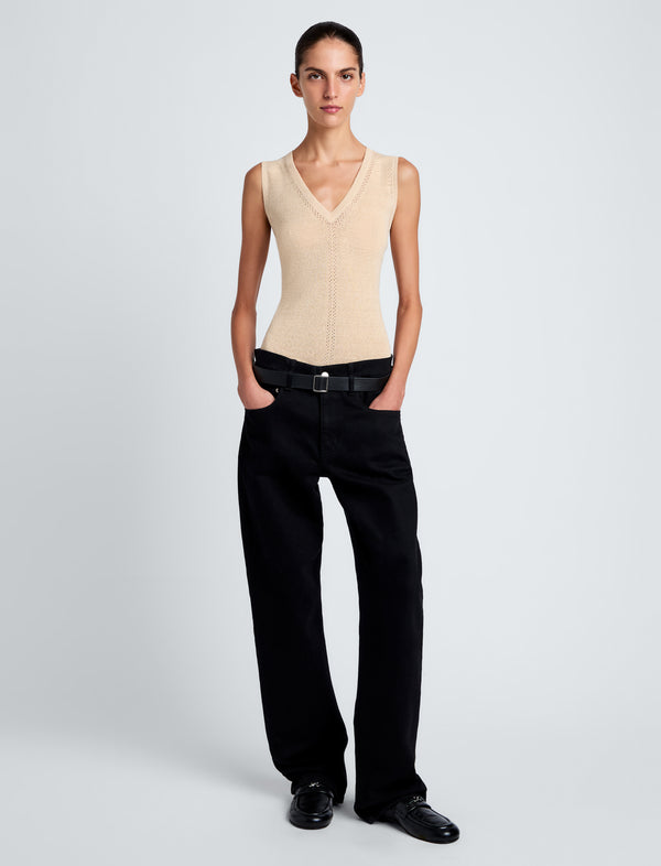 Proenza Schouler Proenza Schouler White Label Heyde Knit Sweater In Linen Twist - Light Wheat