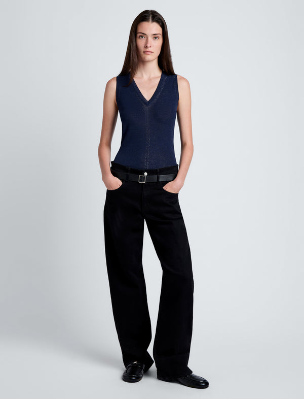 Proenza Schouler Proenza Schouler White Label Heyde Knit Sweater In Linen Twist - Navy