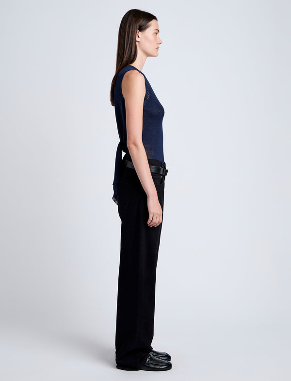 Proenza Schouler Proenza Schouler White Label Heyde Knit Sweater In Linen Twist - Navy