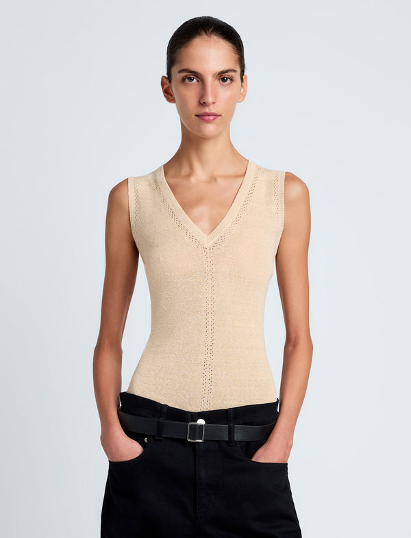 proenza schouler Proenza Schouler White Label Heyde Knit Sweater in Linen Twist - Light Wheat
