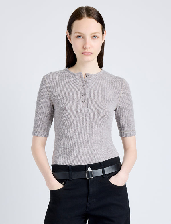 proenza schouler Proenza Schouler White Label Jacqueline Top in Boucle Rib - Light Alloy Melange