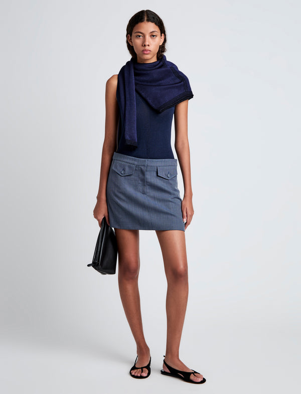 proenza schouler Proenza Schouler White Label Jamison Skirt in Wool Melange - Denim