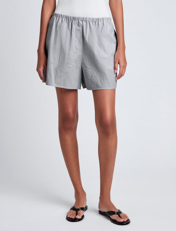 Proenza Schouler Proenza Schouler White Label Jana Short In Linen Shirting - Grey Melange