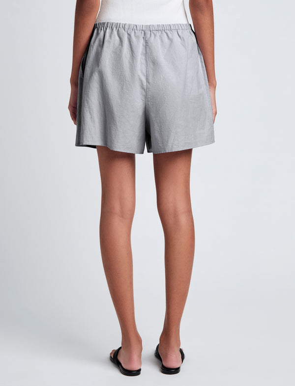 Proenza Schouler Proenza Schouler White Label Jana Short In Linen Shirting - Grey Melange