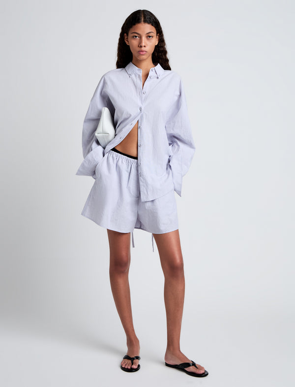 proenza schouler Proenza Schouler White Label Jana Short in Linen Shirting - Light Oxford Melange