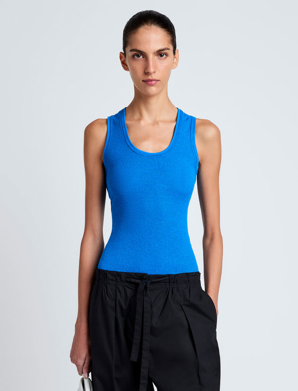 proenza schouler Proenza Schouler White Label Jessa Tank Top in Twisted Rib - Cyan