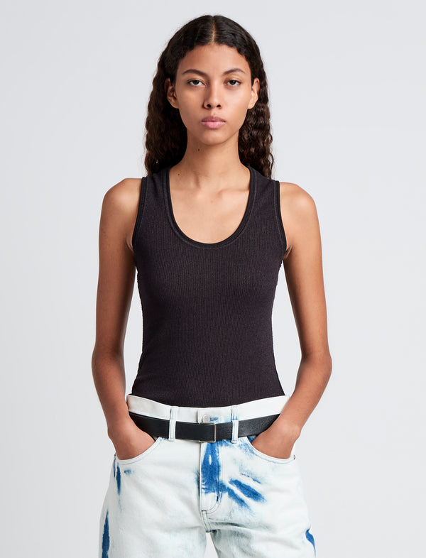 proenza schouler Proenza Schouler White Label Jessa Tank Top in Twisted Rib - Black
