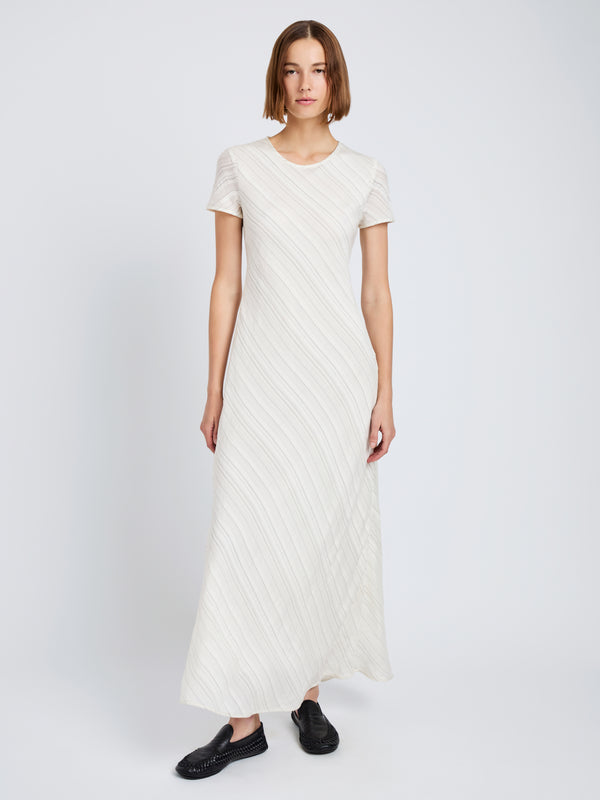 proenza schouler Proenza Schouler White Label Joss Dress in Woven Stripe Flou - Chalk/Black