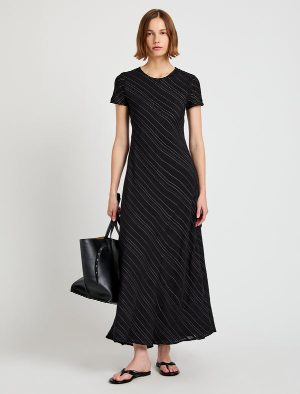 proenza schouler Proenza Schouler White Label Joss Dress in Woven Stripe Flou - Black/Chalk