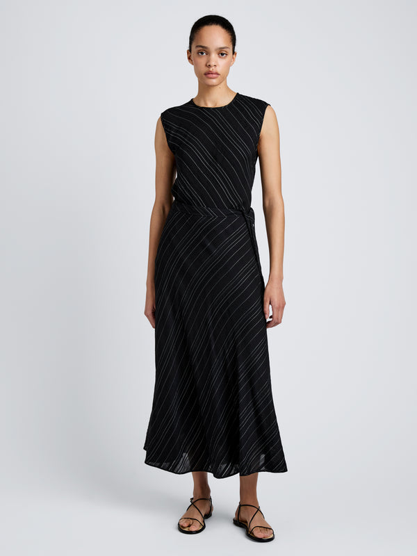 proenza schouler Proenza Schouler White Label Kaia Skirt in Woven Stripe Flou - Black/Chalk