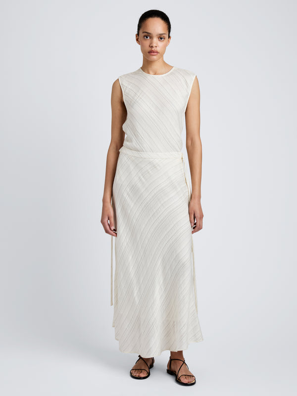 proenza schouler Proenza Schouler White Label Kaia Skirt in Woven Stripe Flou - Chalk/Black