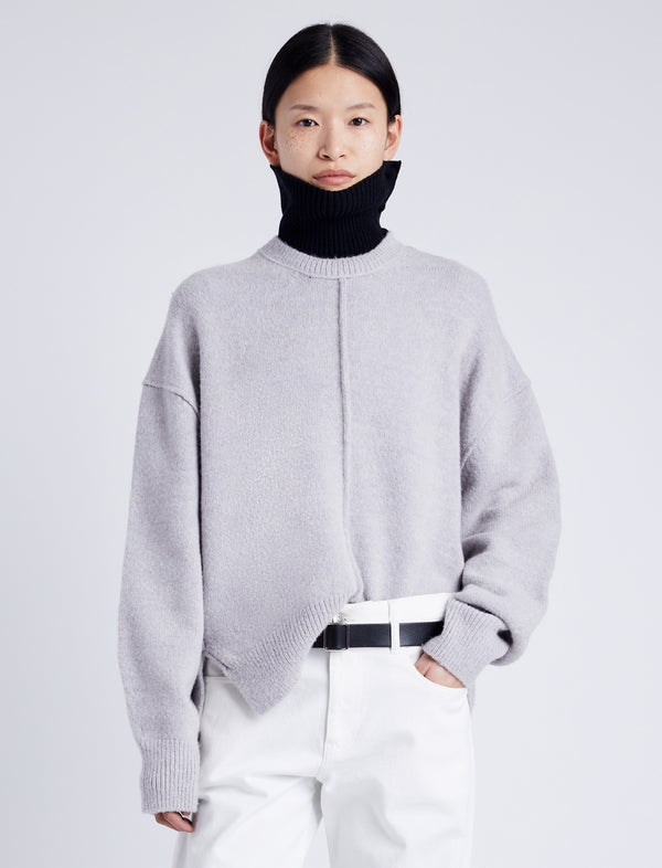 proenza schouler Proenza Schouler White Label Kellen Knit Sweater in Wool Blend - Light Grey