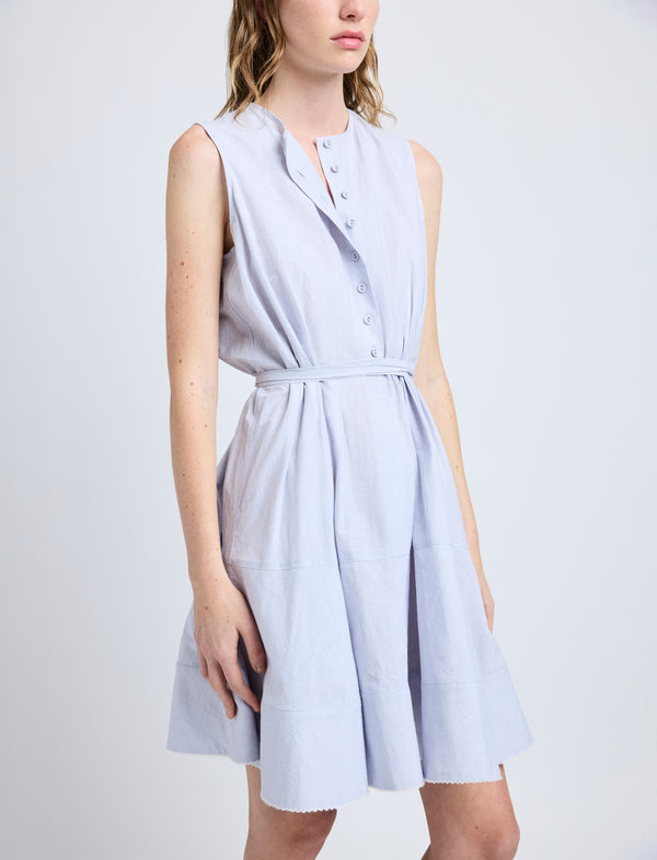 Proenza Schouler Proenza Schouler White Label Kenzie Dress In Linen Shirting - Light Oxford Melange