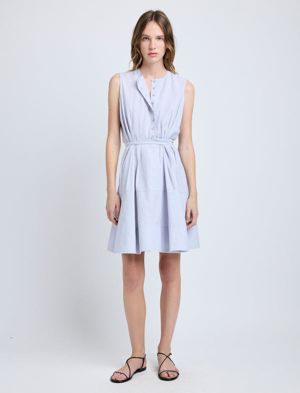 proenza schouler Proenza Schouler White Label Kenzie Dress in Linen Shirting - Light Oxford Melange