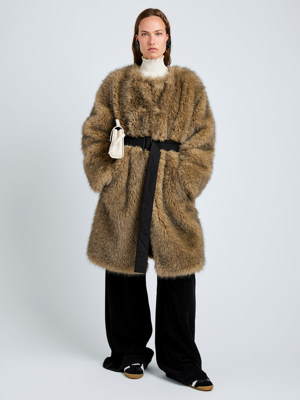 Proenza Schouler Proenza Schouler White Label Khai Coat In Faux Fur - Natural