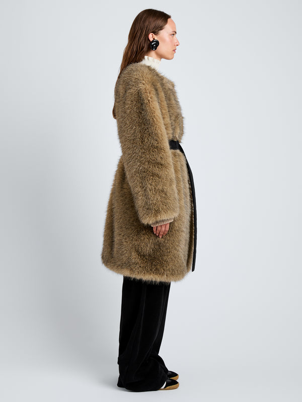 Proenza Schouler Proenza Schouler White Label Khai Coat In Faux Fur - Natural