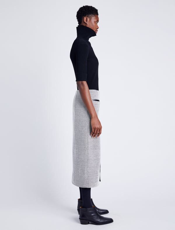 Proenza Schouler Proenza Schouler White Label Kingsley Skirt In Soft Twill Coating - White/Grey