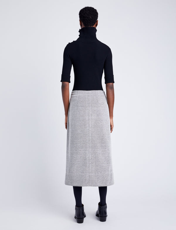 Proenza Schouler Proenza Schouler White Label Kingsley Skirt In Soft Twill Coating - White/Grey