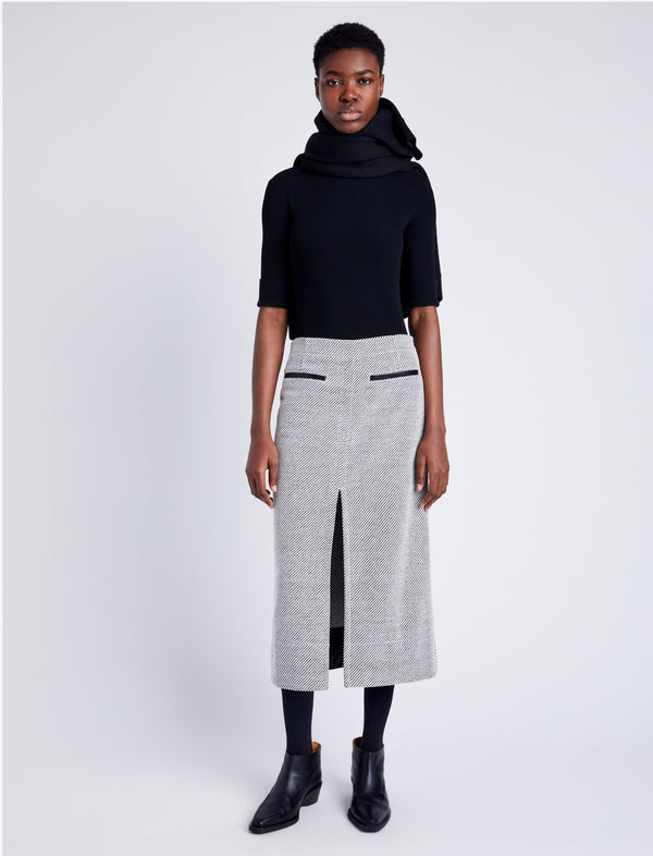 proenza schouler Proenza Schouler White Label Kingsley Skirt in Soft Twill Coating - White/Grey
