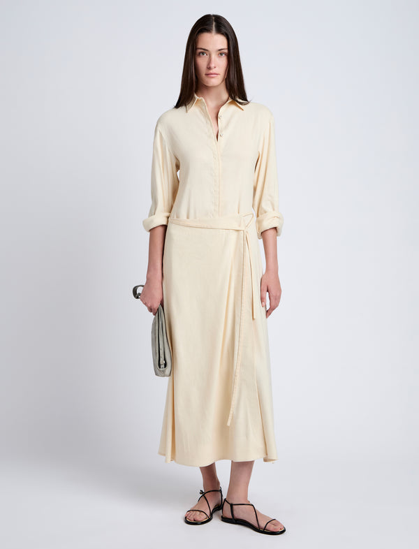 proenza schouler Proenza Schouler White Label Lato Wrap Dress in Linen Slub - Light Wheat
