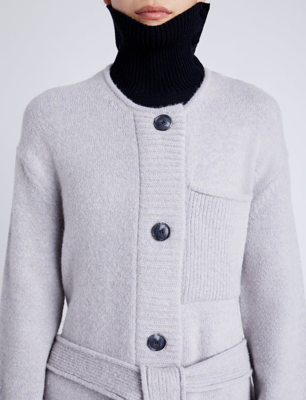Proenza Schouler Proenza Schouler White Label Lenora Knit Cardigan In Wool Blend - Light Grey