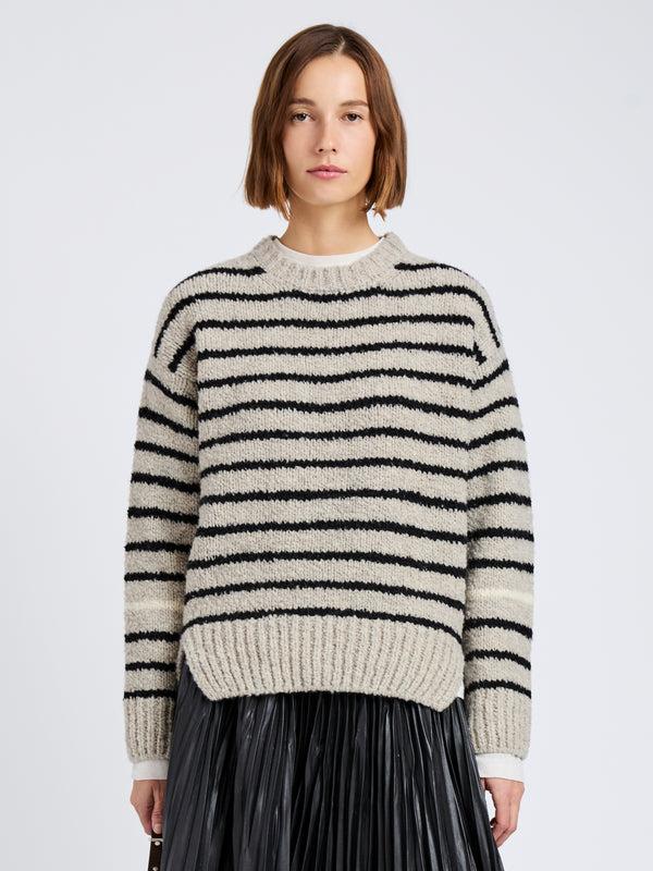 proenza schouler Proenza Schouler White Label Leonie Sweater in Stripe Wool - Dark Grey Multi