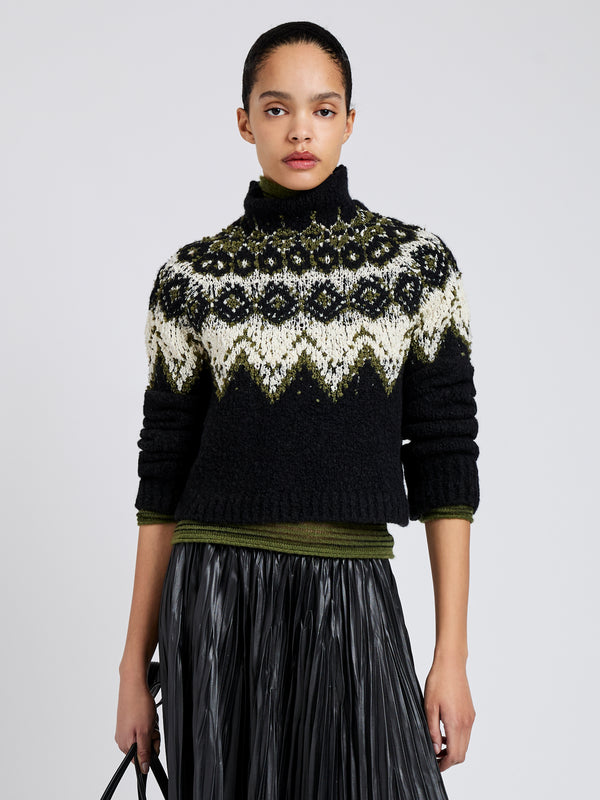 proenza schouler Proenza Schouler White Label Lizzy Sweater in Textured Fairisle - Black Multi