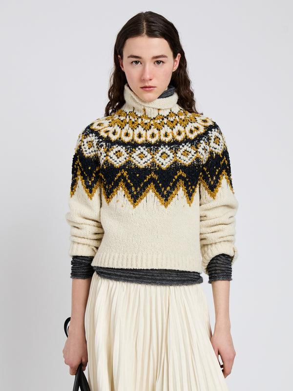 proenza schouler Proenza Schouler White Label Lizzy Sweater in Textured Fairisle - Cream Multi