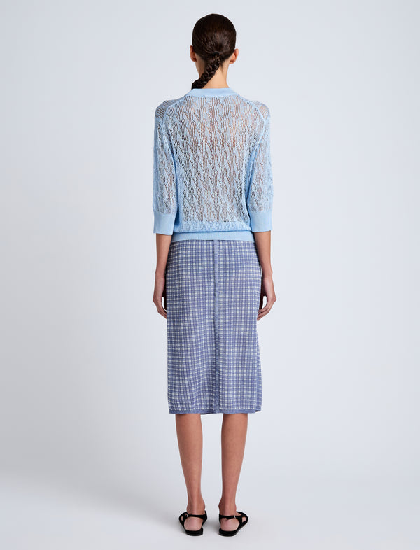 Proenza Schouler Proenza Schouler White Label Lori Knit Skirt In Plaid Knit - Off White/Denim