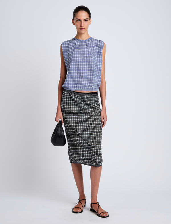 proenza schouler Proenza Schouler White Label Lori Knit Skirt in Plaid Knit - Off White/Black