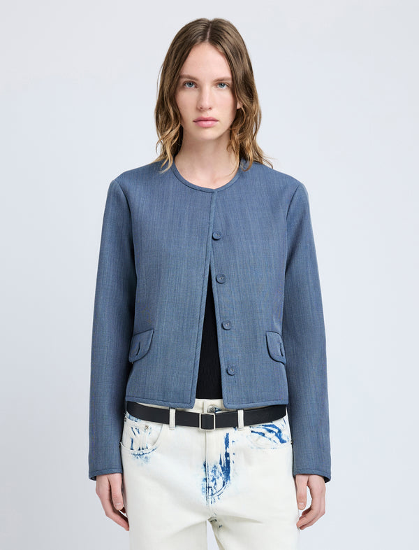 proenza schouler Proenza Schouler White Label Lucas Jacket in Wool Melange - Denim