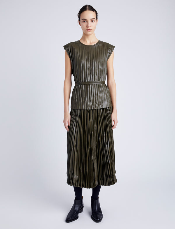 Proenza Schouler Proenza Schouler White Label Lyra Top In Faux Leather - Dark Fern