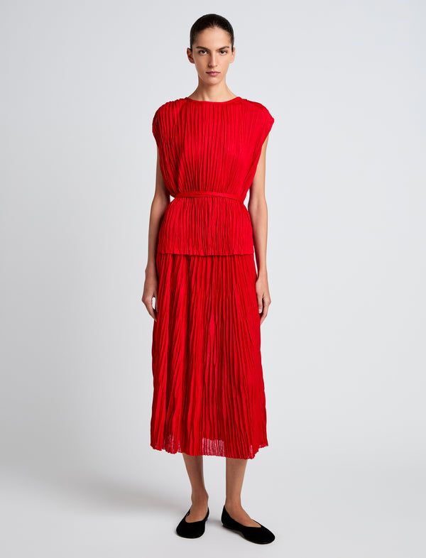 Proenza Schouler Proenza Schouler White Label Lyra Top In Pleated Jersey - Dark Poppy
