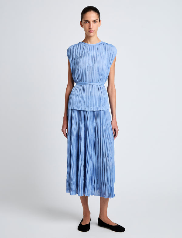 Proenza Schouler Proenza Schouler White Label Lyra Top In Pleated Jersey - Pool