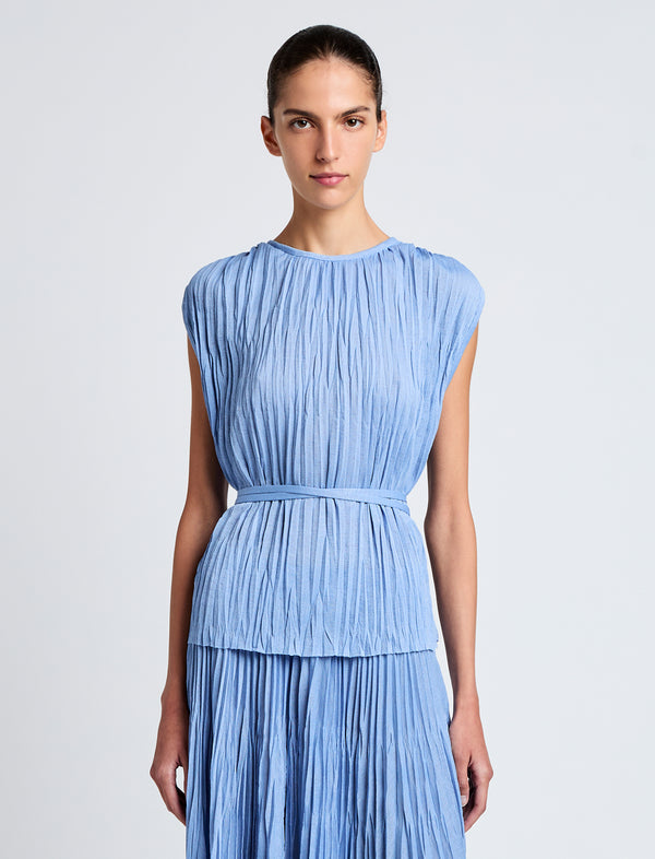 proenza schouler Proenza Schouler White Label Lyra Top in Pleated Jersey - Pool