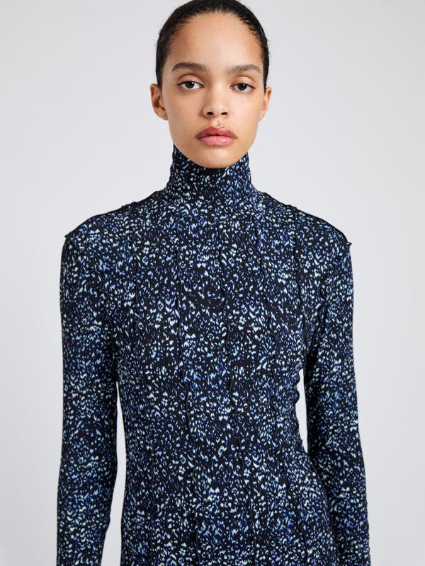 Proenza Schouler Proenza Schouler White Label Mabel Dress In Cheetah Jersey - Navy Multi