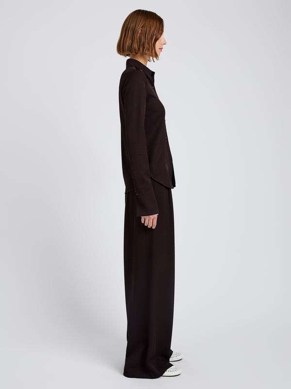 Proenza Schouler Proenza Schouler White Label Maddi Shirt In Merino Wool Twill - Chocolate